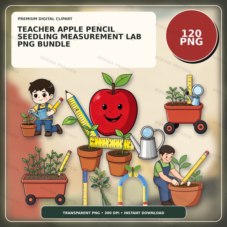 Teacher Apple Pencil Seedling Measurement Lab PNG Bundle protected preview 1