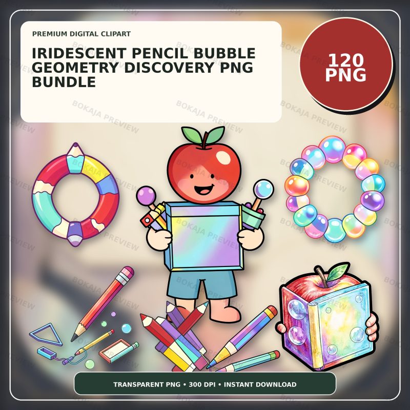 Iridescent Pencil Bubble Geometry Discovery PNG Bundle image 1