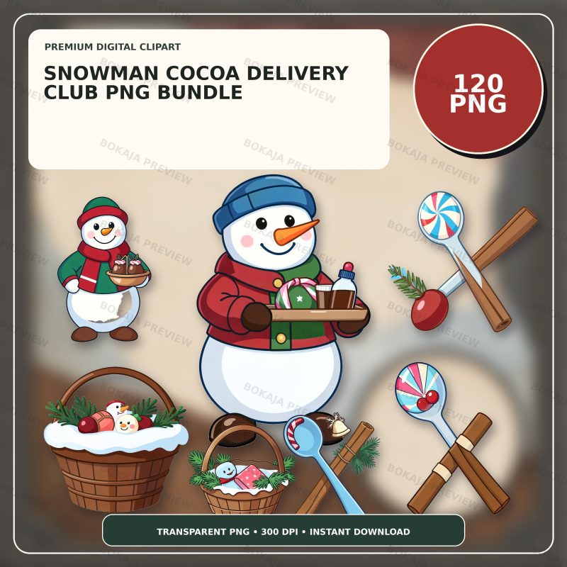 Snowman Cocoa Delivery Club PNG Bundle