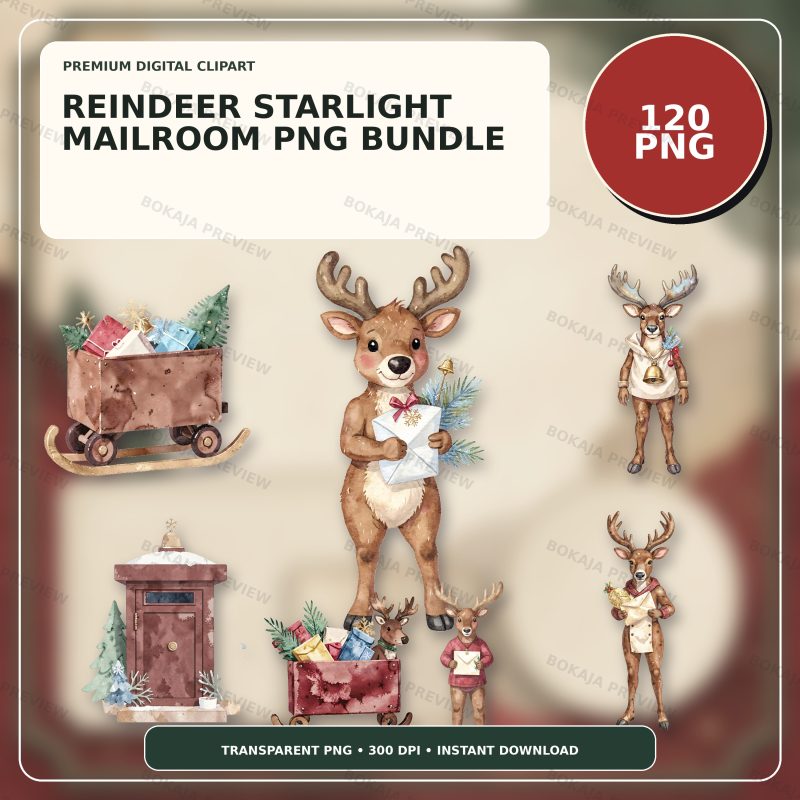 Reindeer Starlight Mailroom PNG Bundle