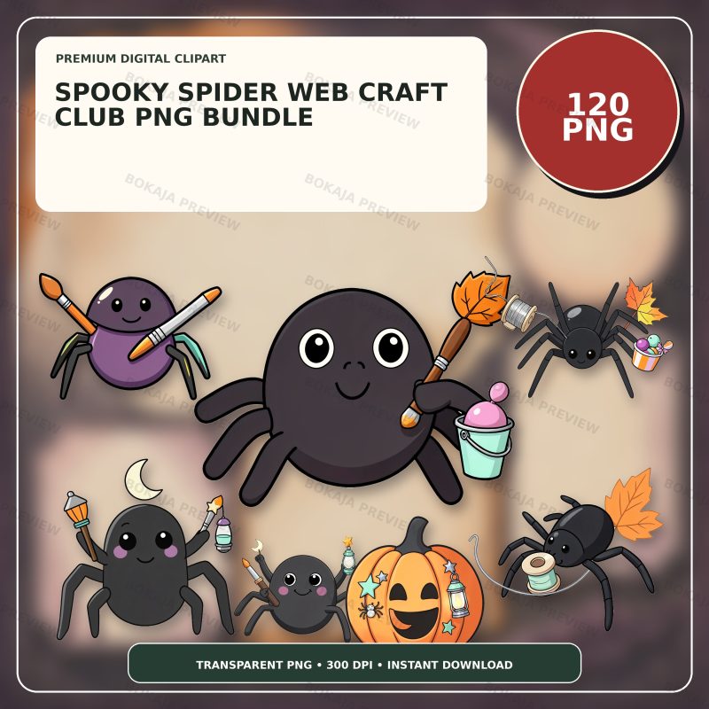 Spooky Spider Web Craft Club PNG Bundle
