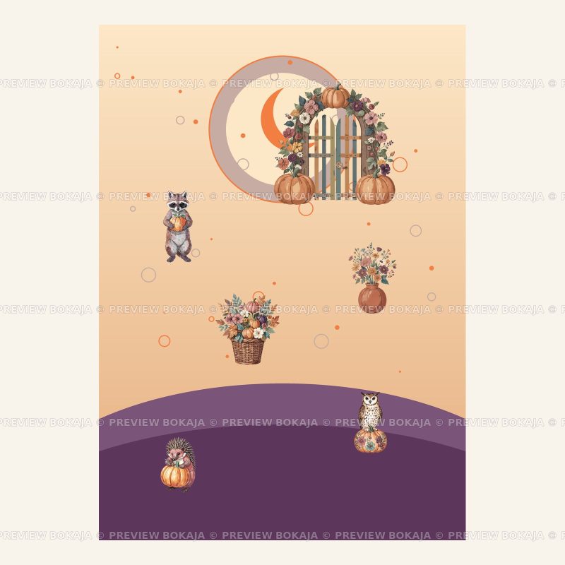 Floral Pumpkin Harvest Garden A3 Poster image 2
