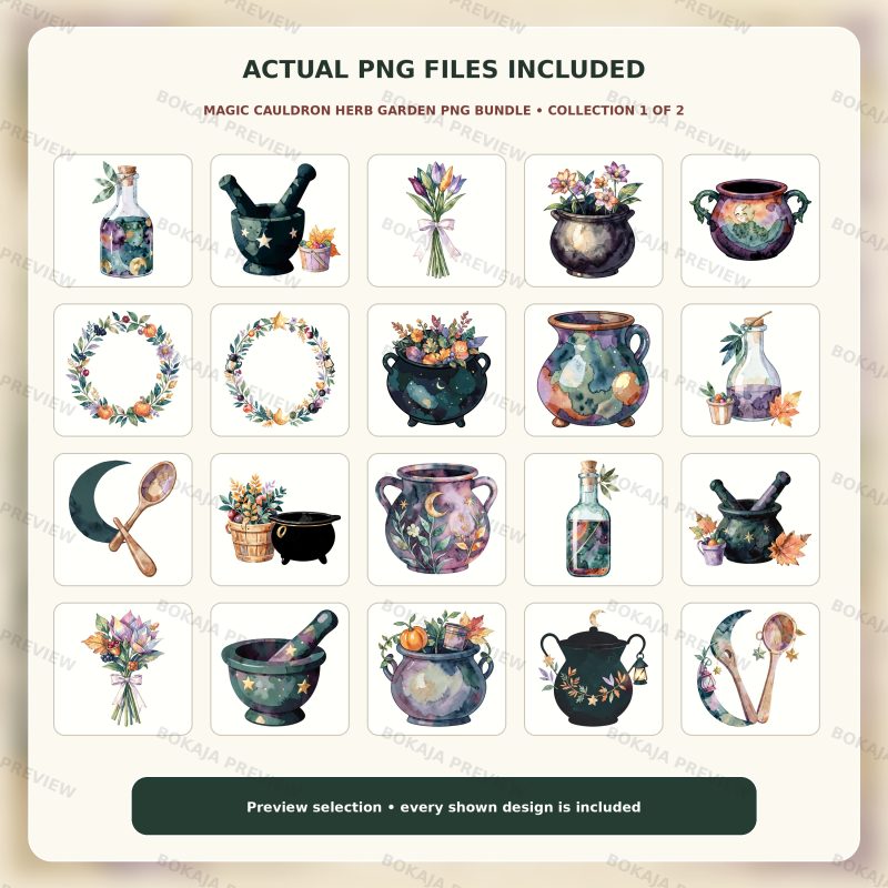 Magic Cauldron Herb Garden PNG Bundle image 2