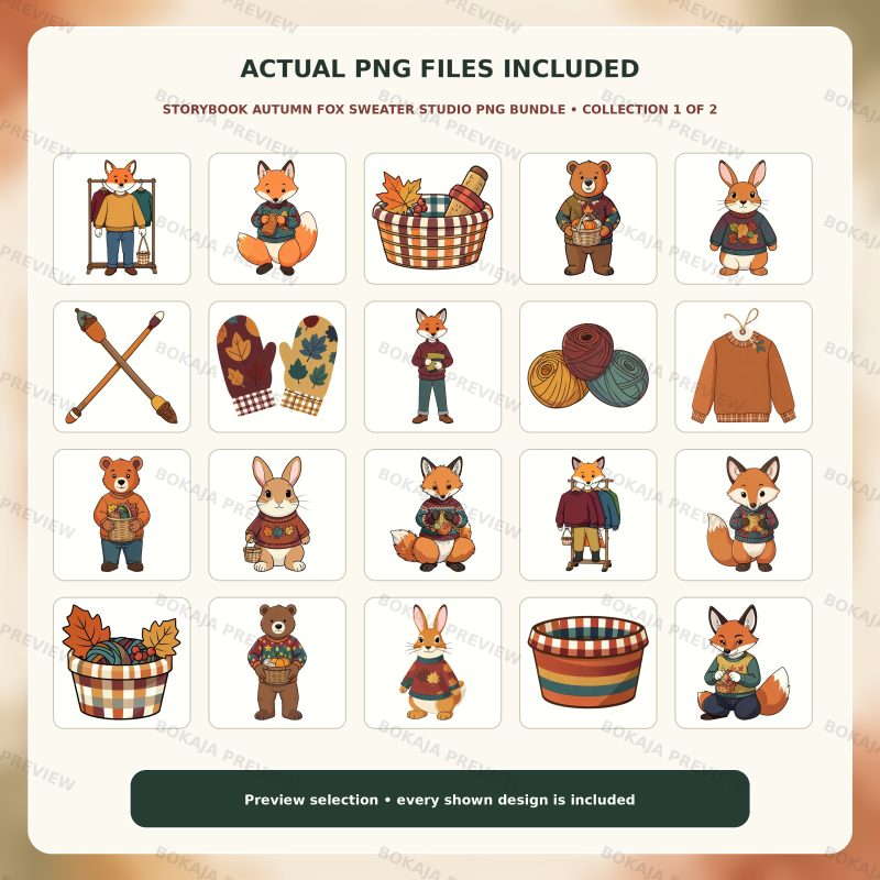 Storybook Autumn Fox Sweater Studio PNG Bundle image 2