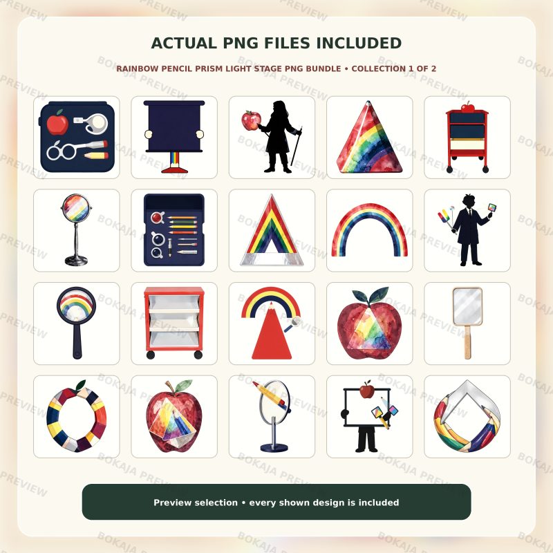 Rainbow Pencil Prism Light Stage PNG Bundle image 2