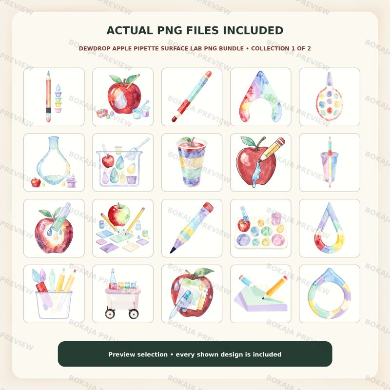 Dewdrop Apple Pipette Surface Lab PNG Bundle image 2