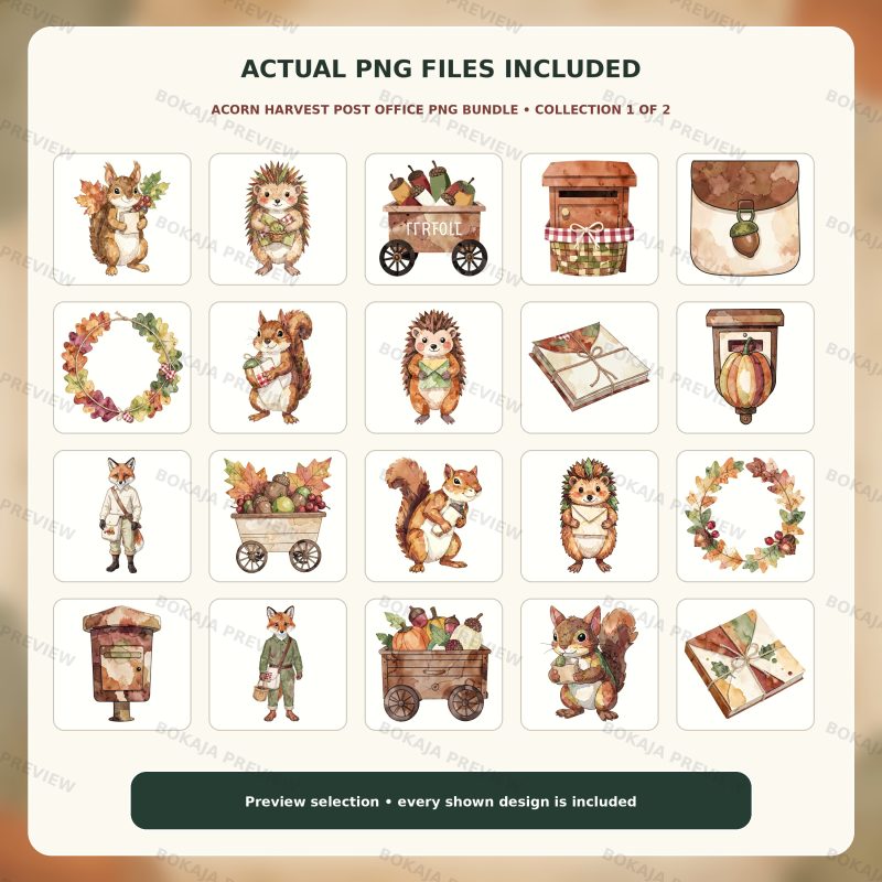 Acorn Harvest Post Office PNG Bundle image 2