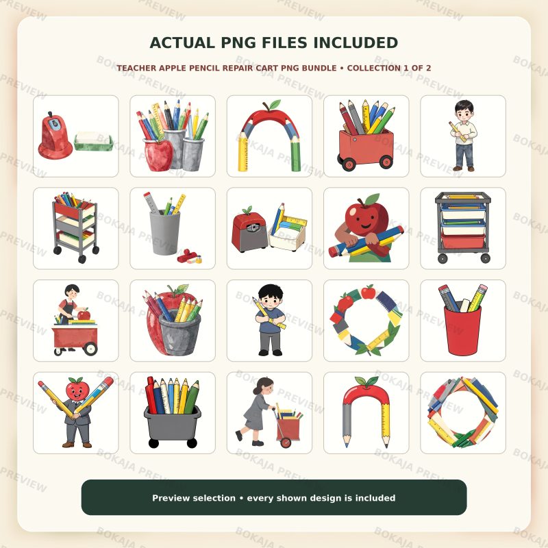 Teacher Apple Pencil Repair Cart PNG Bundle image 2