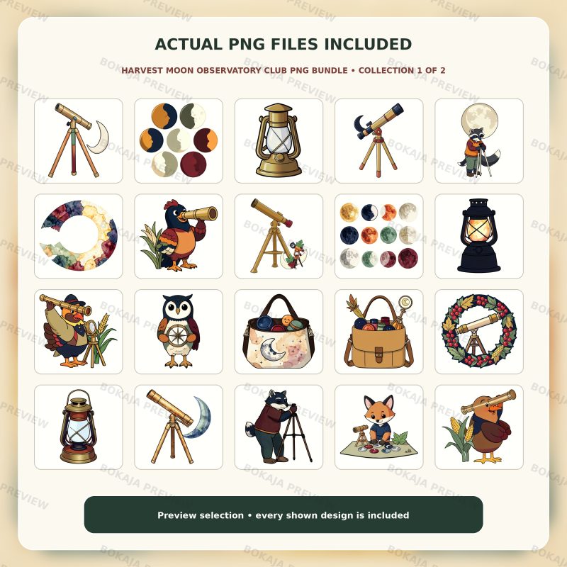 Harvest Moon Observatory Club PNG Bundle image 2