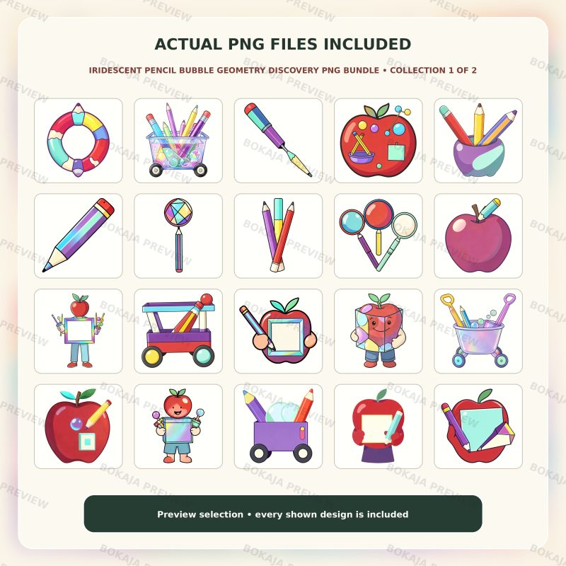 Iridescent Pencil Bubble Geometry Discovery PNG Bundle image 2