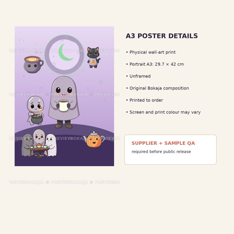 Cute Ghost Potion Café A3 Poster image 3