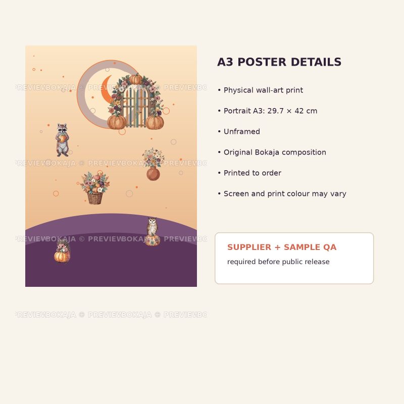 Floral Pumpkin Harvest Garden A3 Poster image 3