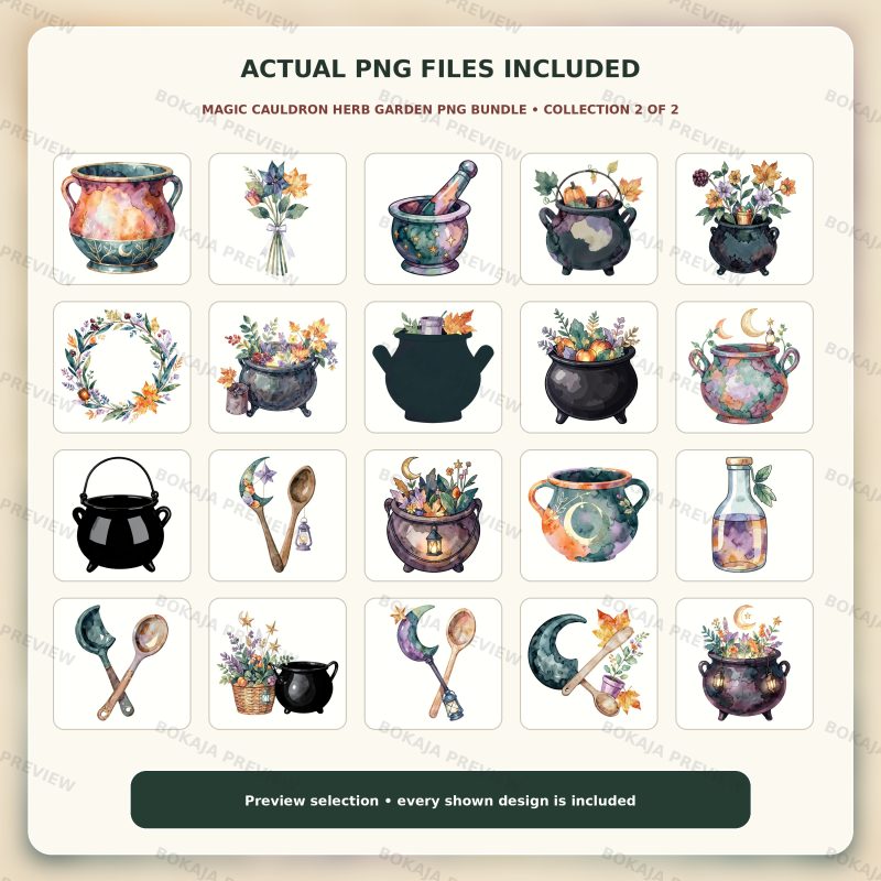 Magic Cauldron Herb Garden PNG Bundle image 3