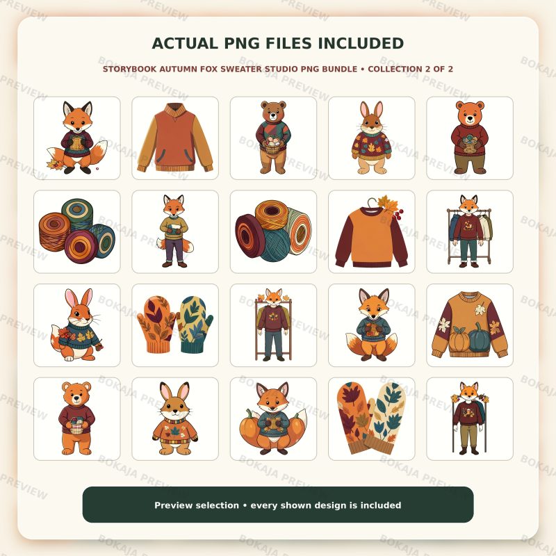 Storybook Autumn Fox Sweater Studio PNG Bundle image 3