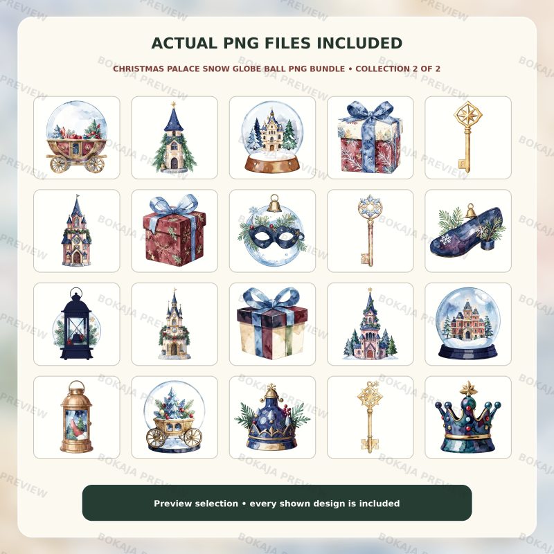 Christmas Palace Snow Globe Ball PNG Bundle image 3