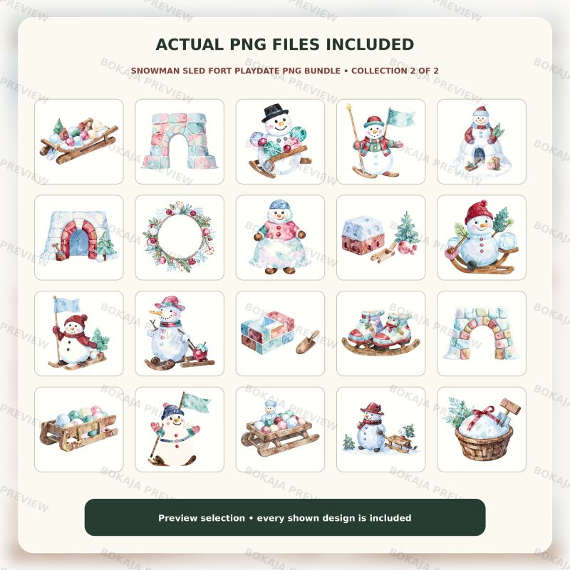Snowman Sled Fort Playdate PNG Bundle image 3