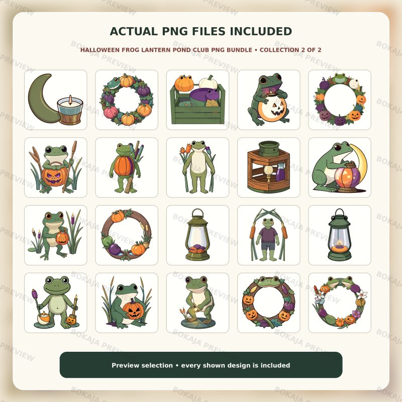 Halloween Frog Lantern Pond Club PNG Bundle image 3
