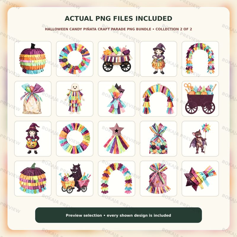 Halloween Candy Piñata Craft Parade PNG Bundle image 3