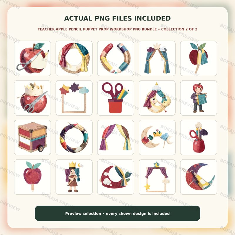 Teacher Apple Pencil Puppet Prop Workshop PNG Bundle image 3