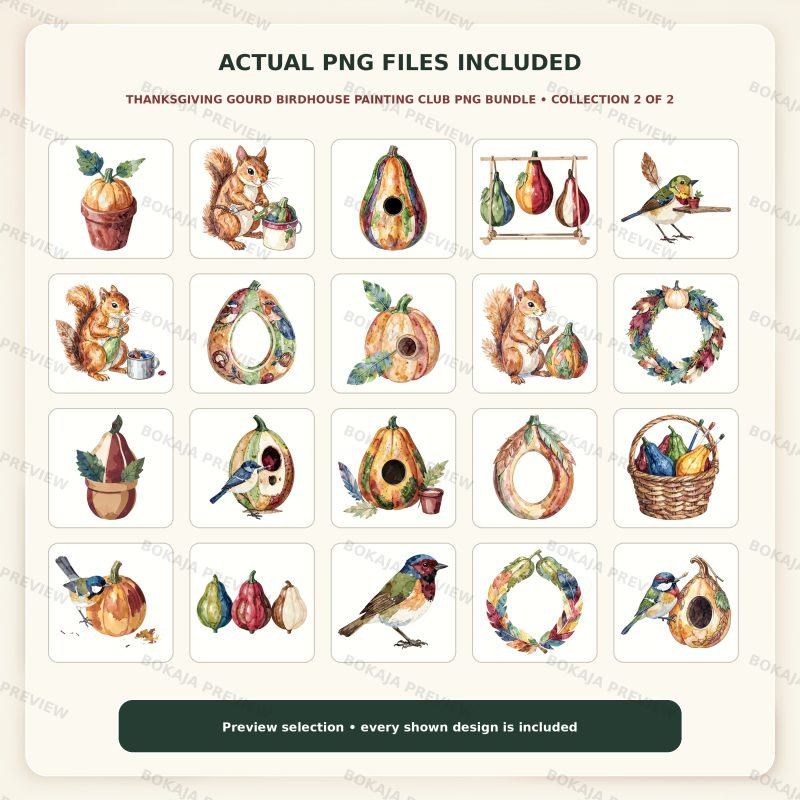 Thanksgiving Gourd Birdhouse Painting Club PNG Bundle image 3
