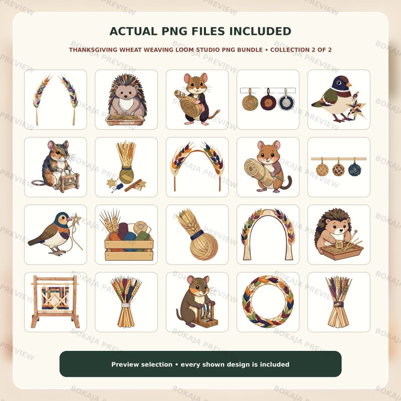 Thanksgiving Wheat Weaving Loom Studio PNG Bundle image 3