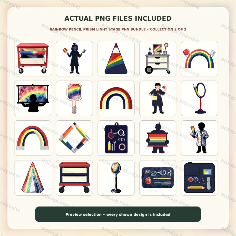Rainbow Pencil Prism Light Stage PNG Bundle image 3