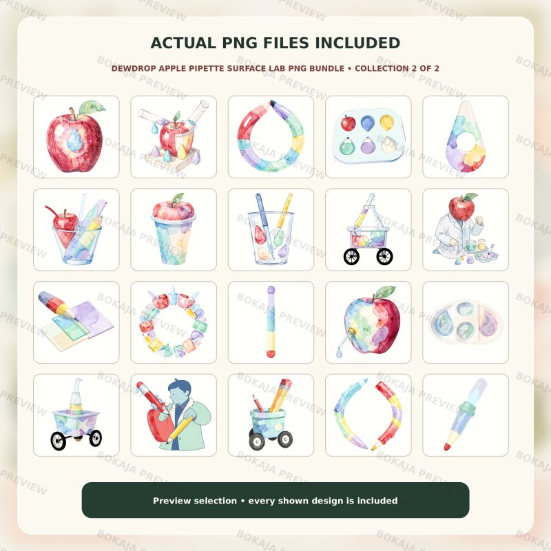 Dewdrop Apple Pipette Surface Lab PNG Bundle image 3