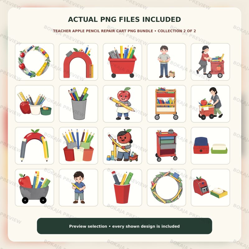 Teacher Apple Pencil Repair Cart PNG Bundle image 3