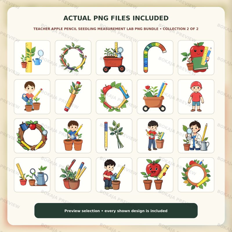Teacher Apple Pencil Seedling Measurement Lab PNG Bundle image 3