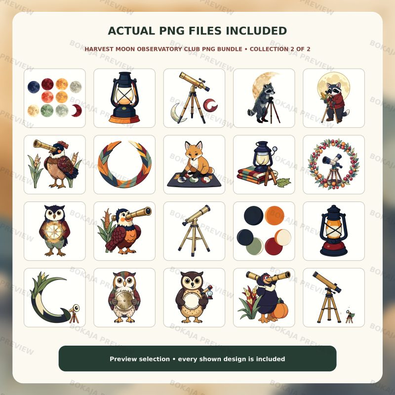 Harvest Moon Observatory Club PNG Bundle image 3