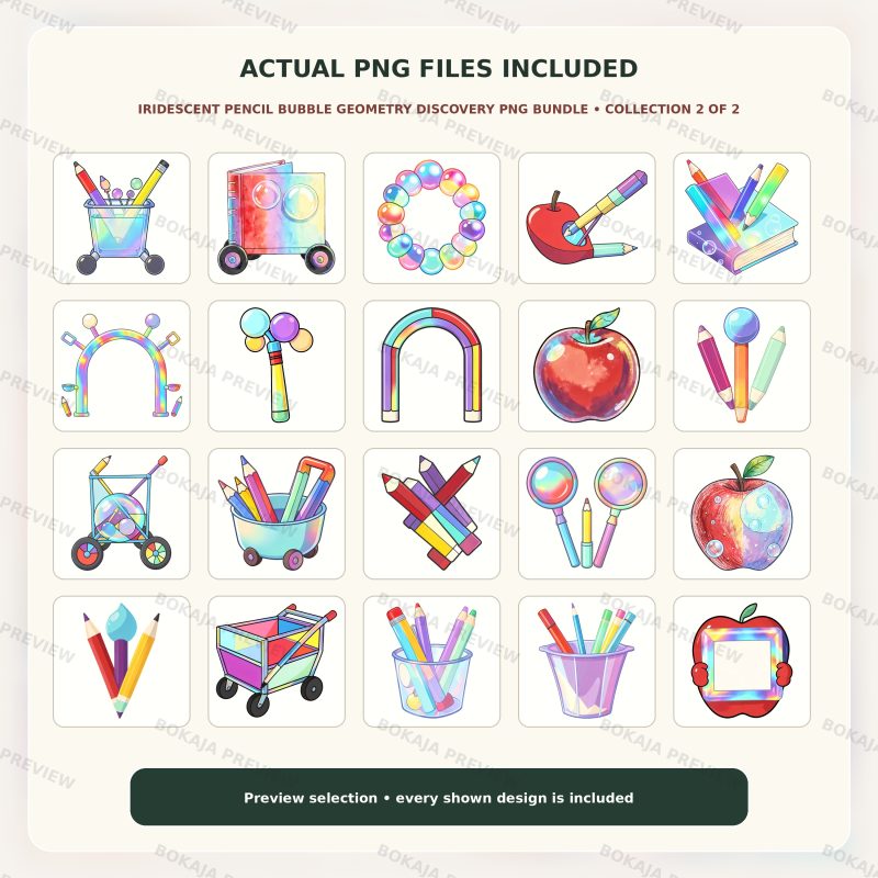 Iridescent Pencil Bubble Geometry Discovery PNG Bundle image 3