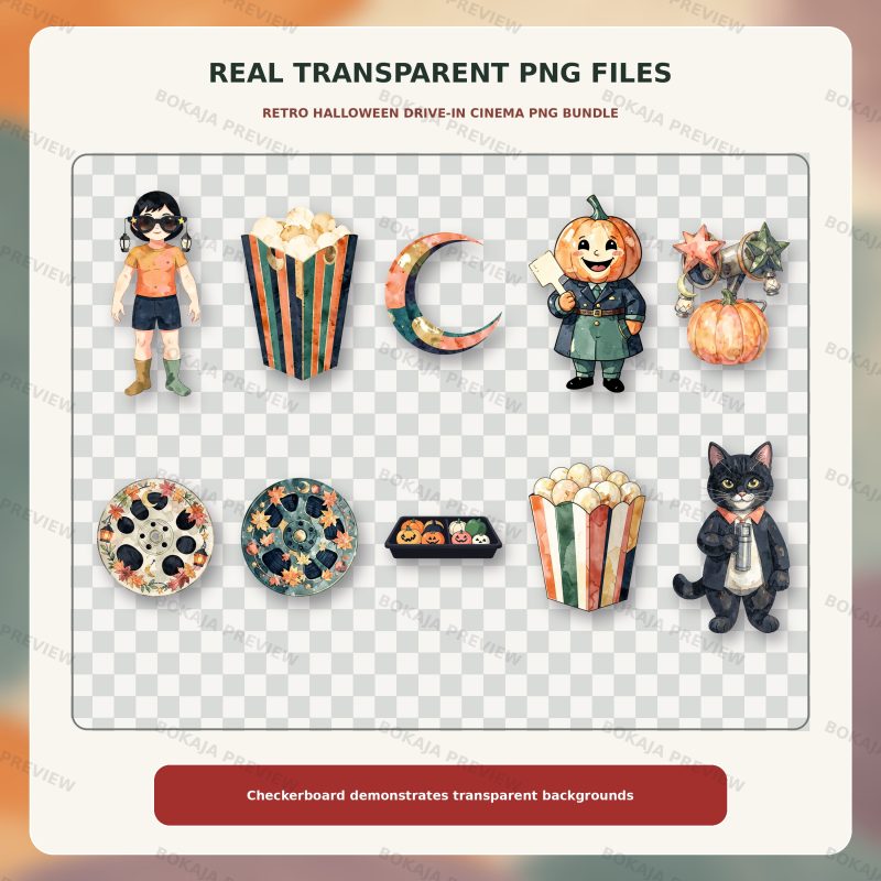 Retro Halloween Drive-In Cinema PNG Bundle image 4