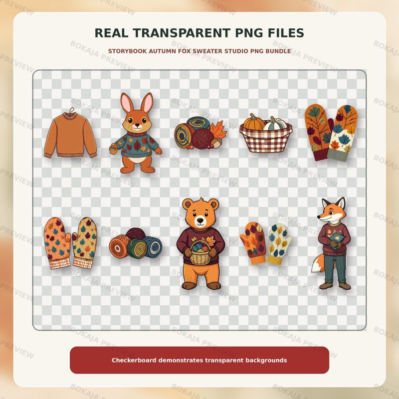 Storybook Autumn Fox Sweater Studio PNG Bundle image 4