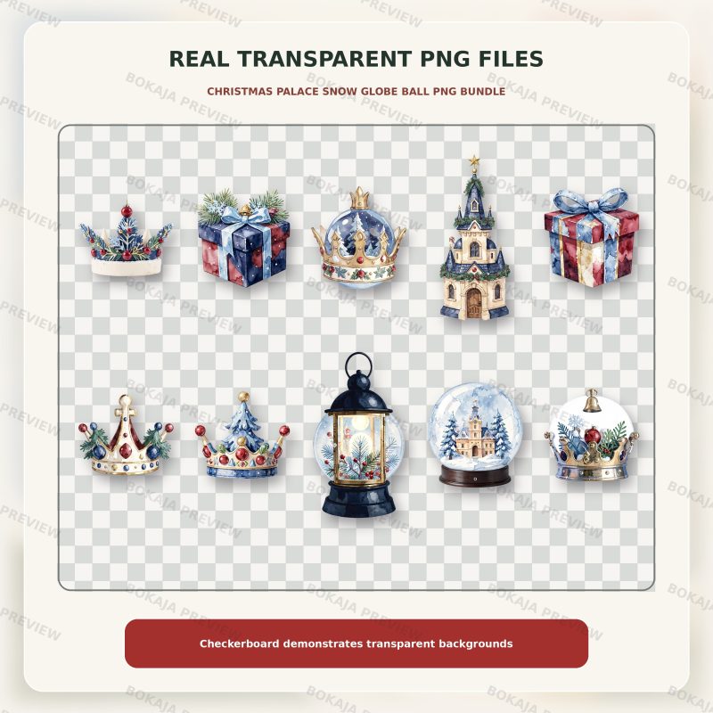 Christmas Palace Snow Globe Ball PNG Bundle image 4