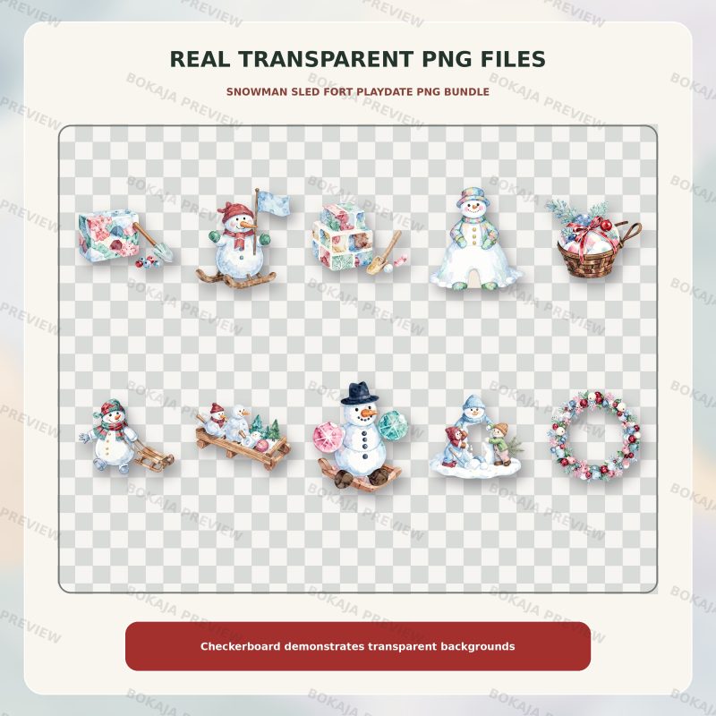 Snowman Sled Fort Playdate PNG Bundle image 4