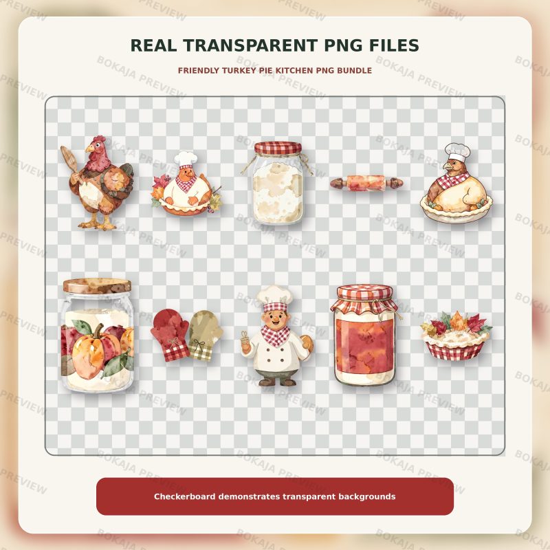 Friendly Turkey Pie Kitchen PNG Bundle image 4