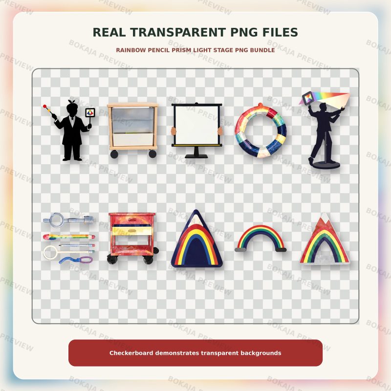 Rainbow Pencil Prism Light Stage PNG Bundle image 4