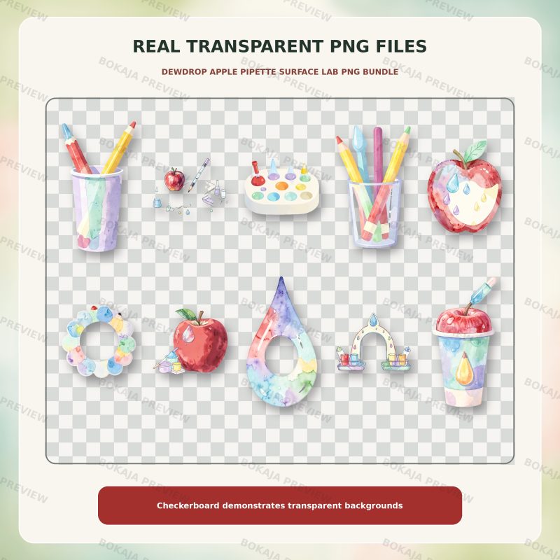 Dewdrop Apple Pipette Surface Lab PNG Bundle image 4