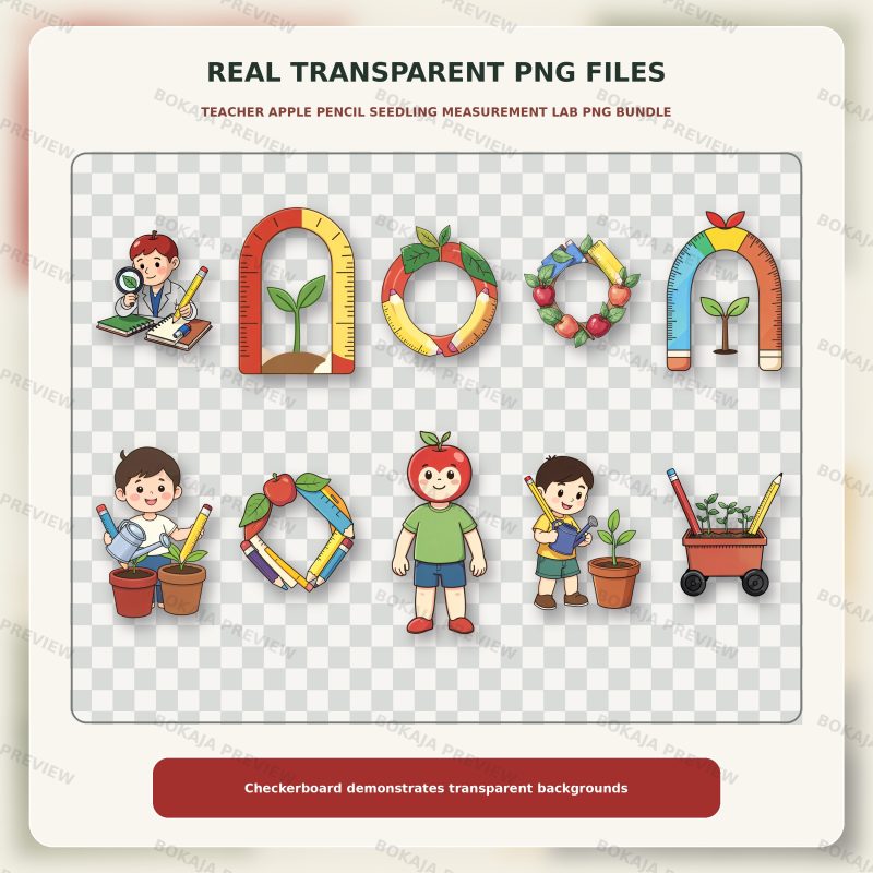 Teacher Apple Pencil Seedling Measurement Lab PNG Bundle image 4