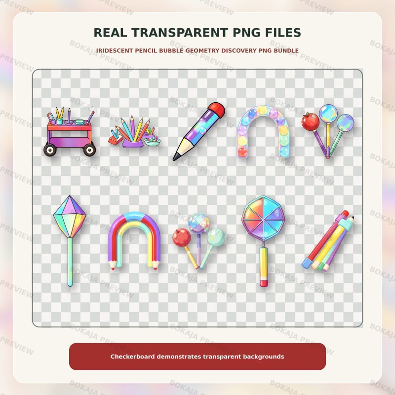 Iridescent Pencil Bubble Geometry Discovery PNG Bundle image 4