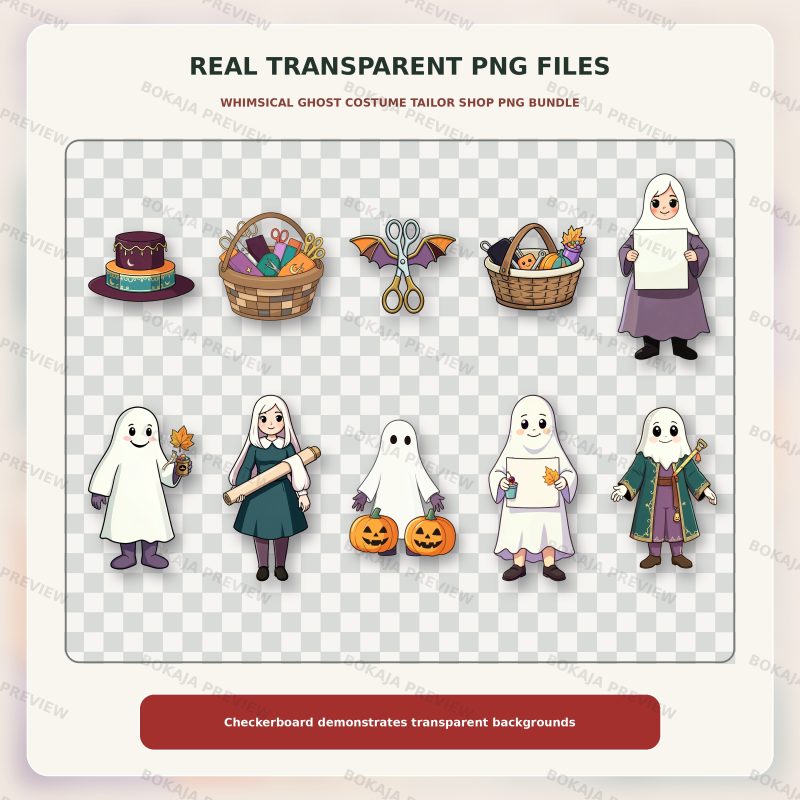 Whimsical Ghost Costume Tailor Shop PNG Bundle image 4