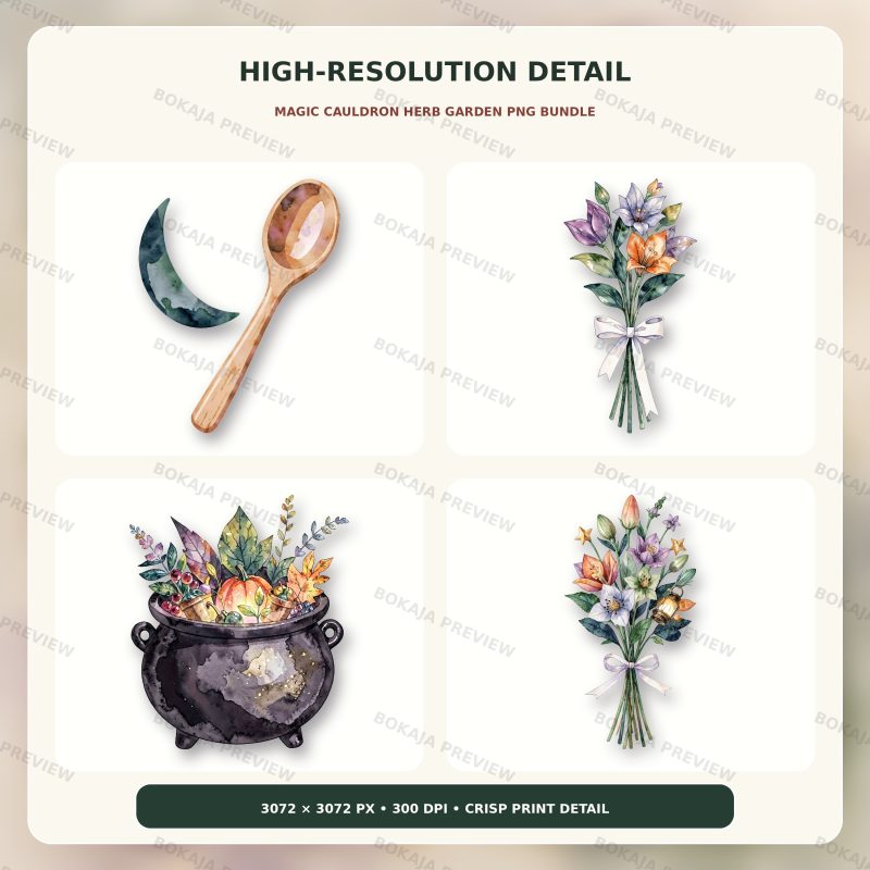 Magic Cauldron Herb Garden PNG Bundle image 5