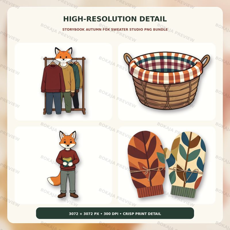 Storybook Autumn Fox Sweater Studio PNG Bundle image 5