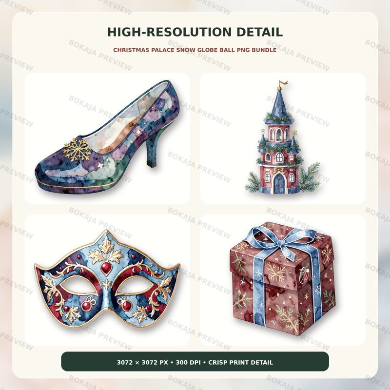Christmas Palace Snow Globe Ball PNG Bundle image 5