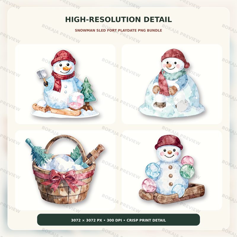 Snowman Sled Fort Playdate PNG Bundle image 5