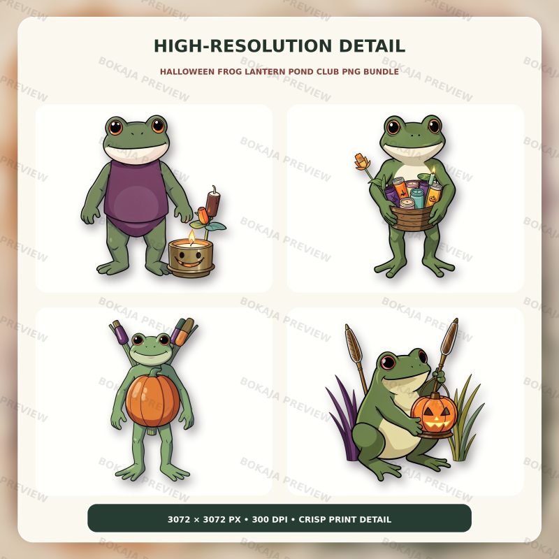 Halloween Frog Lantern Pond Club PNG Bundle image 5