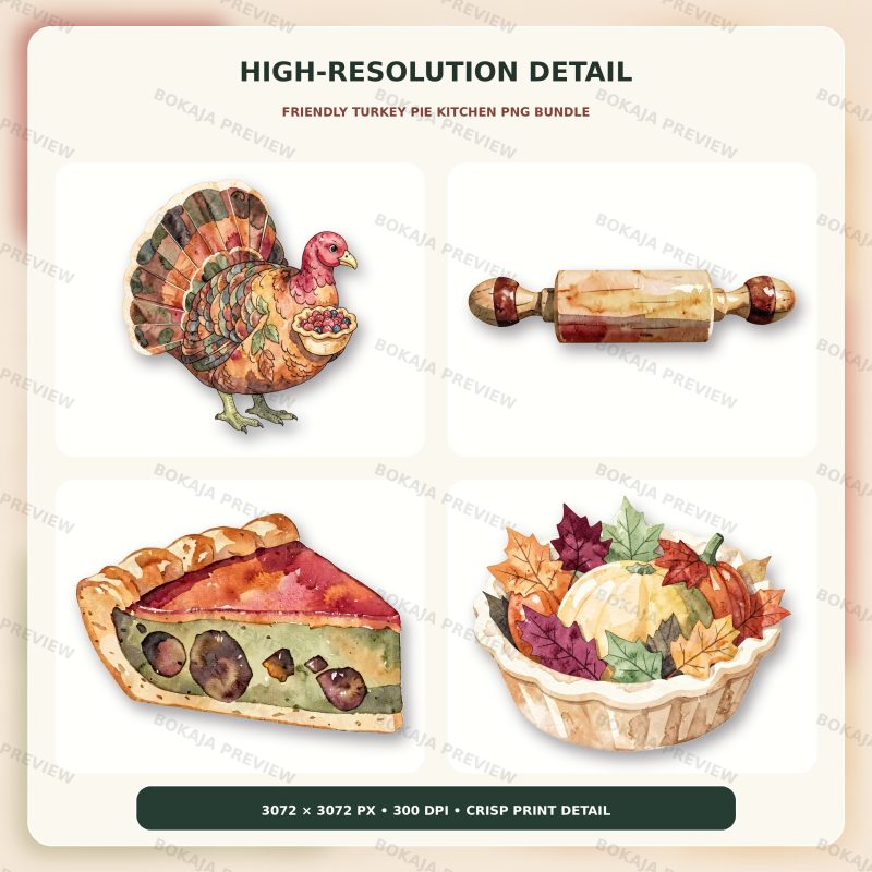 Friendly Turkey Pie Kitchen PNG Bundle image 5