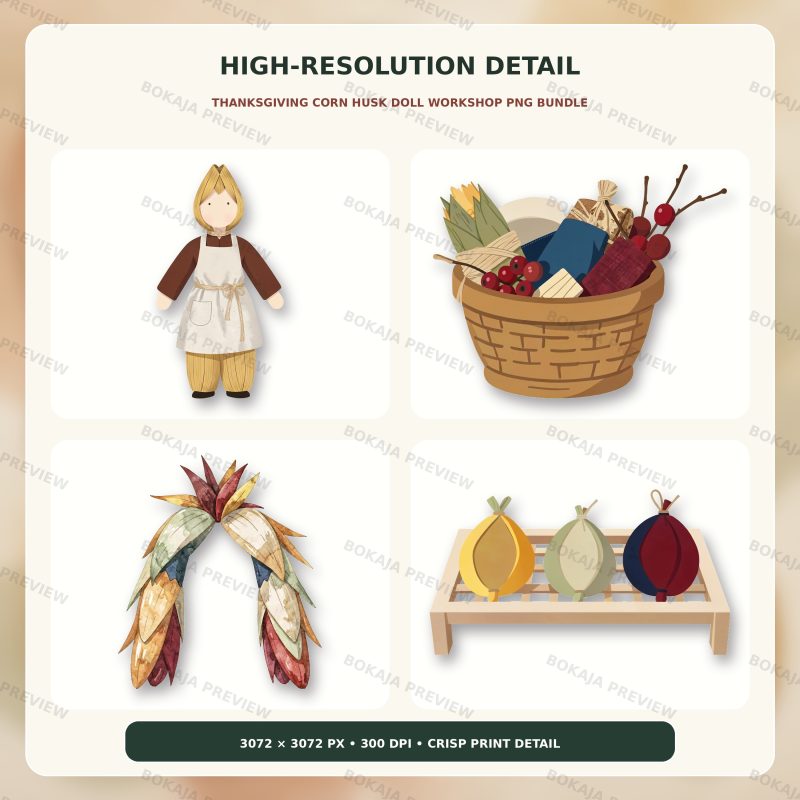Thanksgiving Corn Husk Doll Workshop PNG Bundle image 5