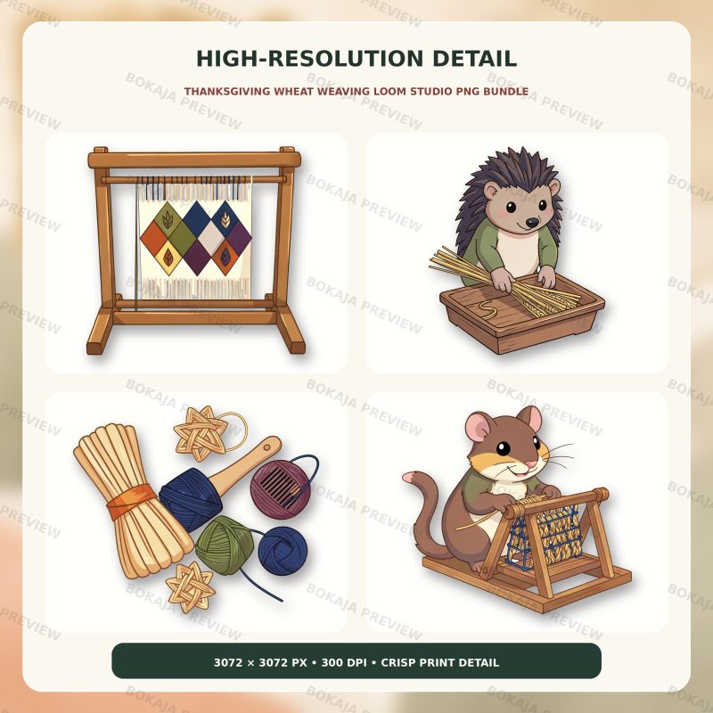 Thanksgiving Wheat Weaving Loom Studio PNG Bundle image 5