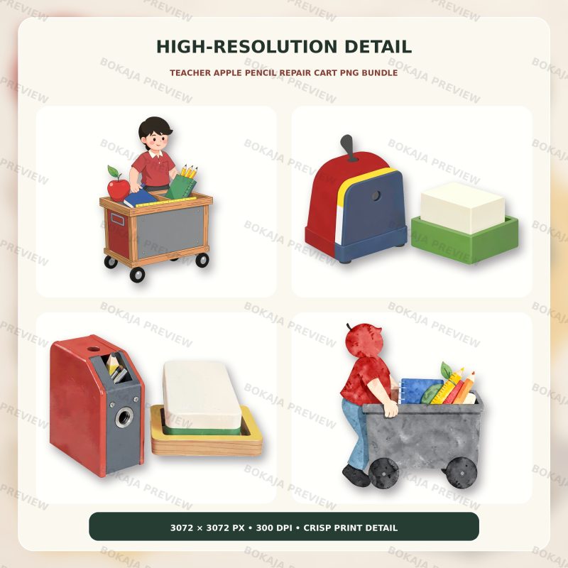 Teacher Apple Pencil Repair Cart PNG Bundle image 5